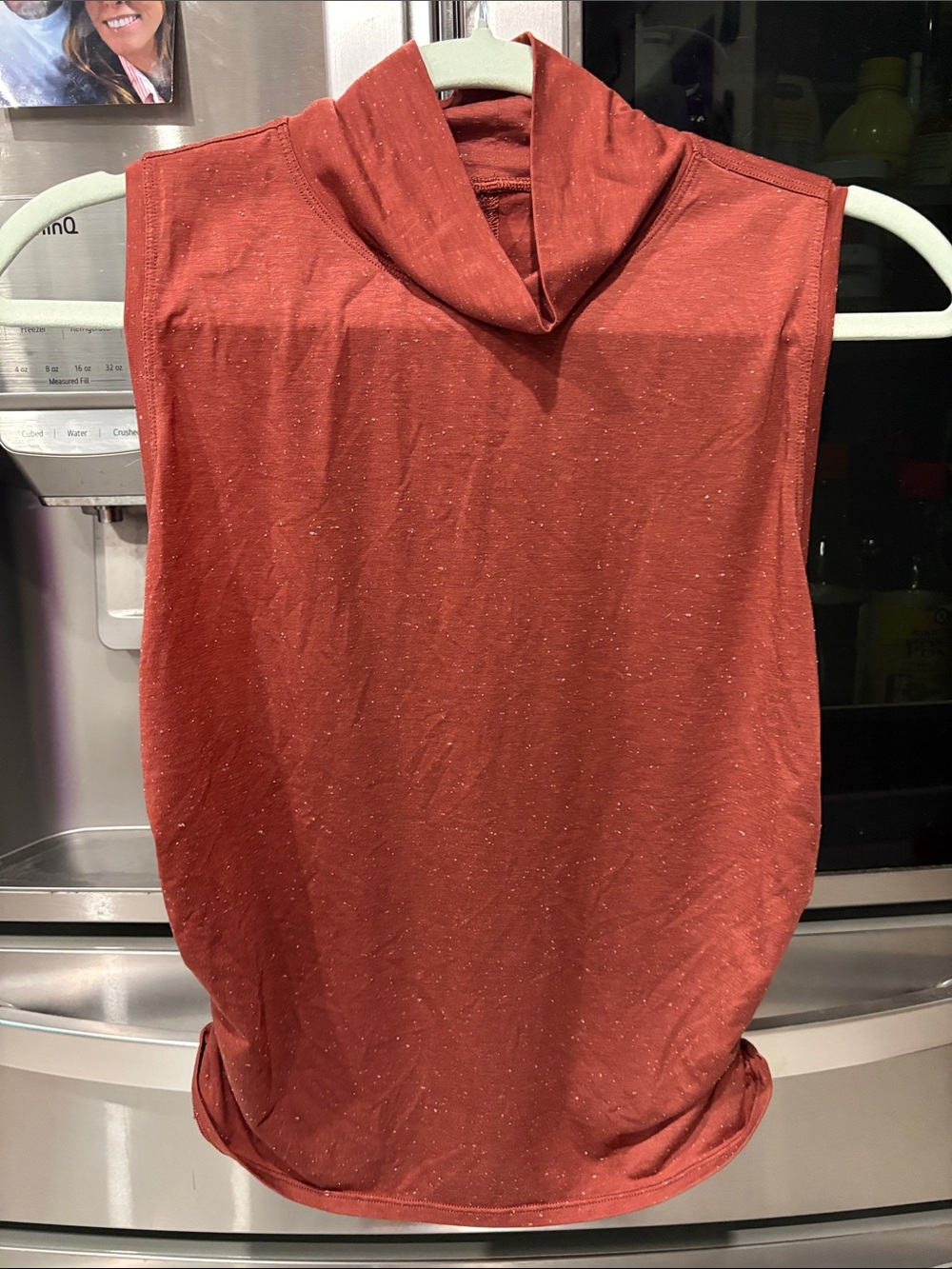 lululemon Sleeveless Cowl Neck Top in Rust with Metallic Speckle